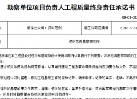 勘察单位项目负责人工程质量终身责任承诺书