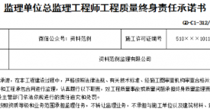 监理单位总监理工程师工程质量终身责任承诺书